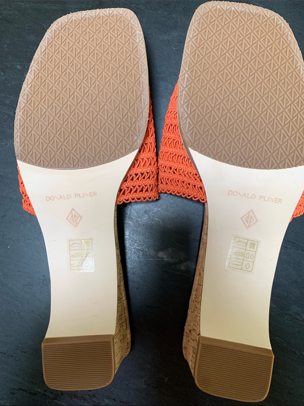 Donald J. Pliner Orange Woven Cork-Trim Slide Sandals - Picture 4 of 5
